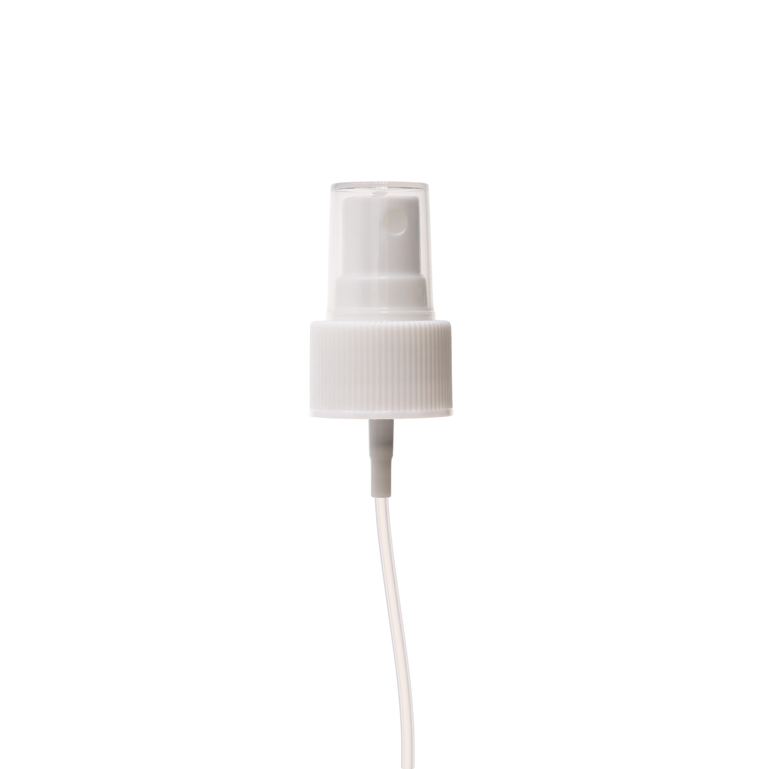 PB0224175202 24-410 White PP Plastic Ribbed Skirt Fine-Mist Sprayer with 175mm Dip Tube - view with cap