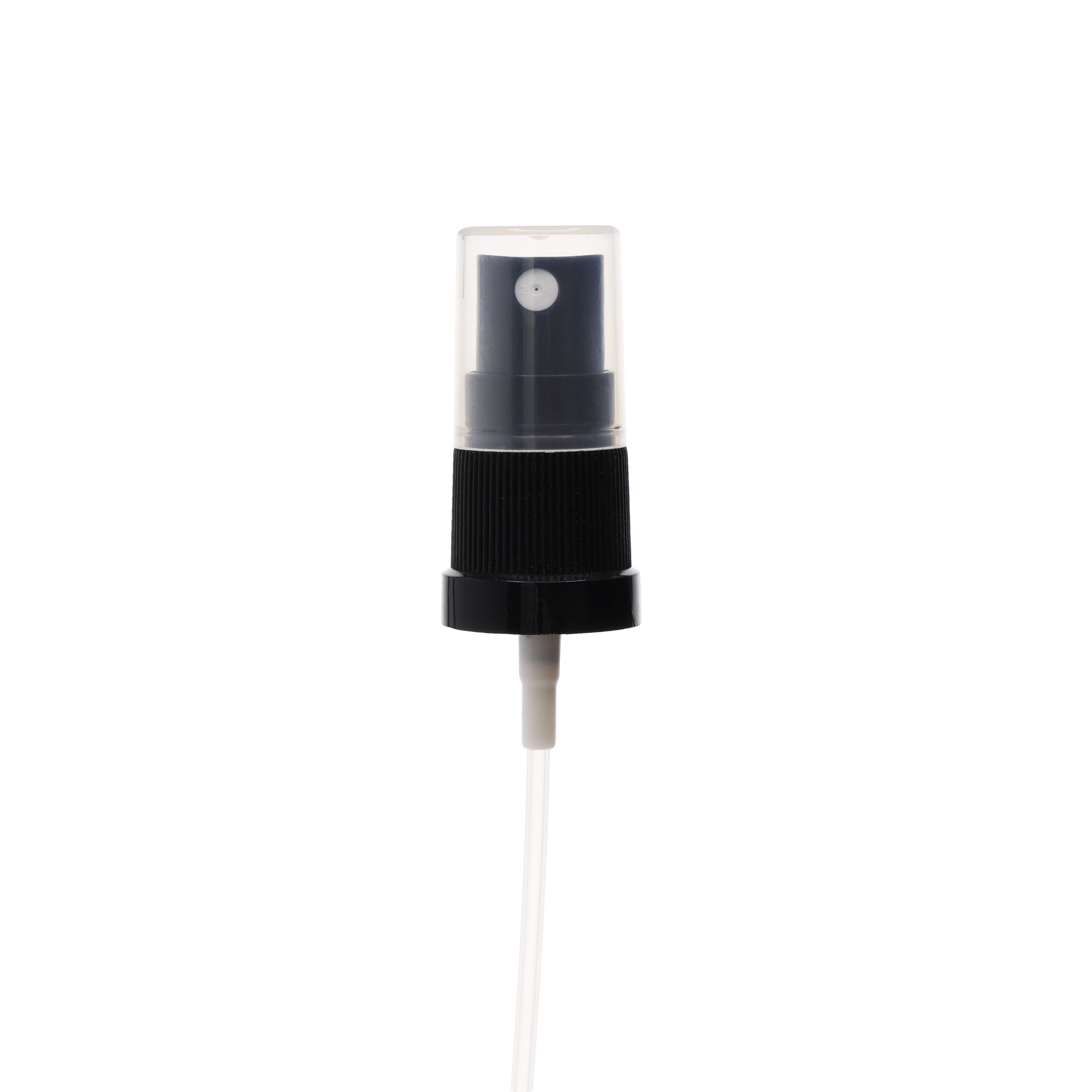 PB1051811003 18-410 Black PP Plastic Ribbed Skirt Fine-Mist Sprayer with 110mm Dip Tube - view with cap