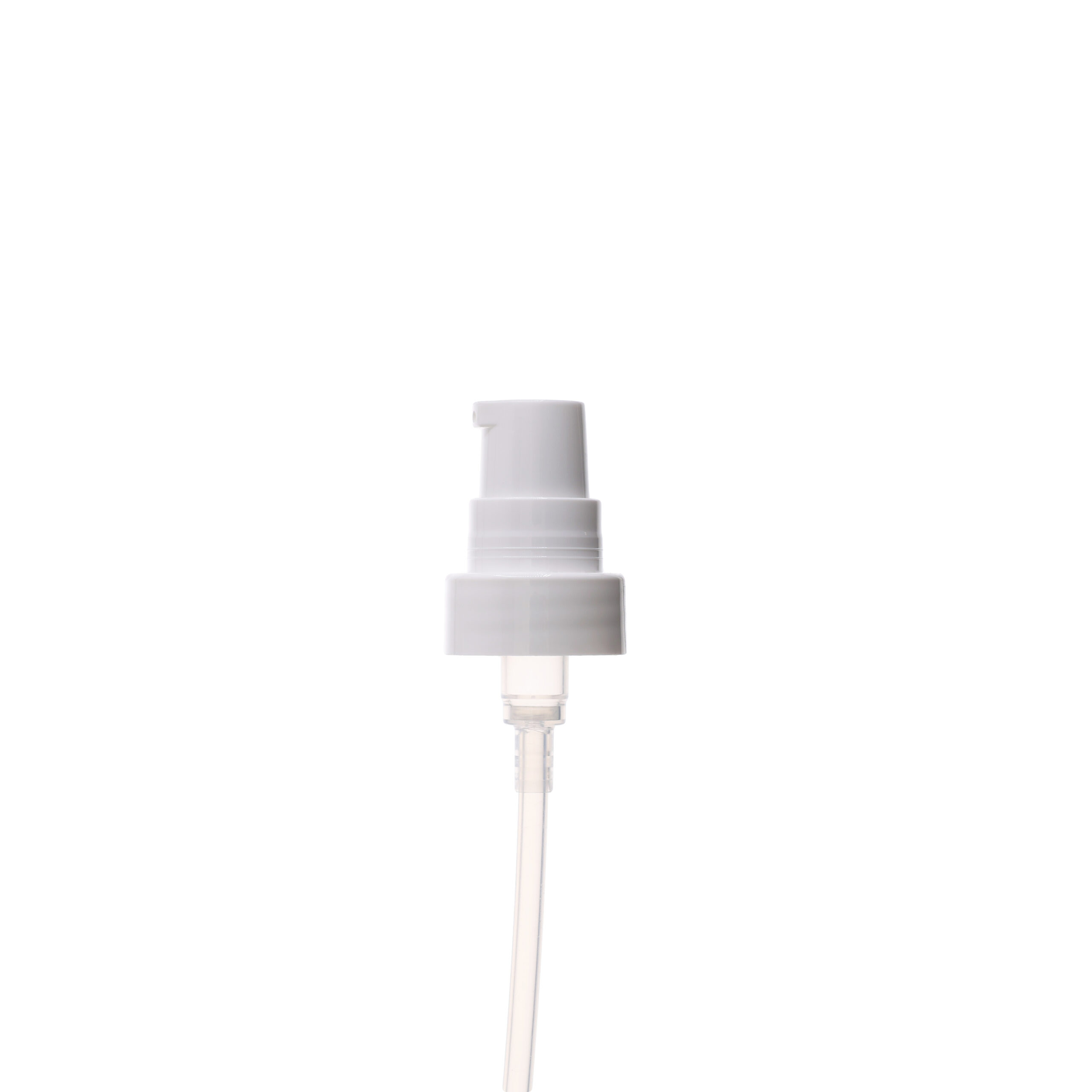 PB20322115102_2 22-400 White Smooth Skirt Treatment Pump with 115mm Dip Tube and Clear Overcap - view without cap
