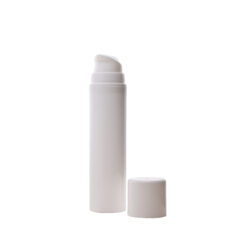 50ml White PP Plastic Airless Bottles with 32mm White Airless Pump & Overcap - open