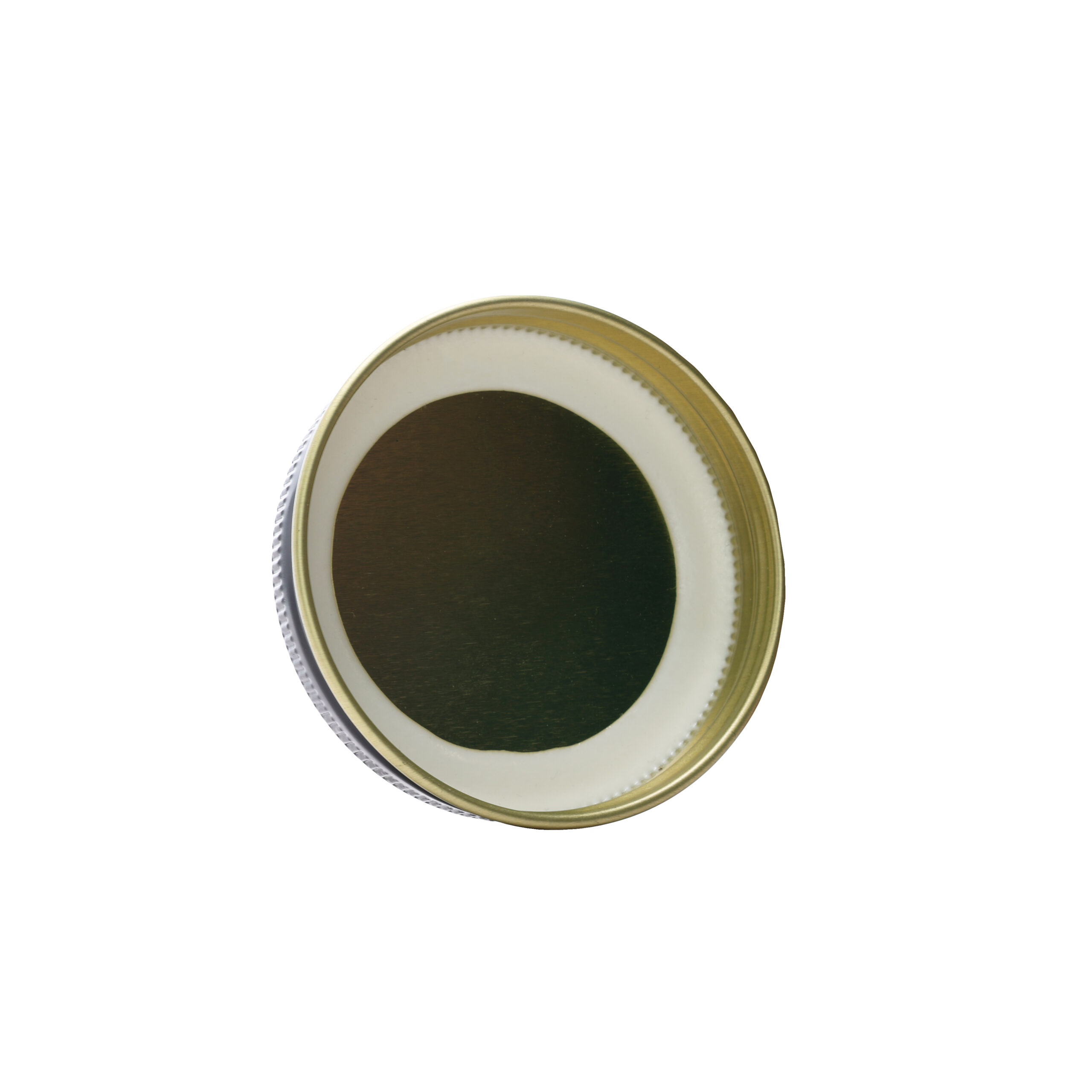 58-400 Glossy Black and Gold Metal Cap with Plastisol Liner - liner view