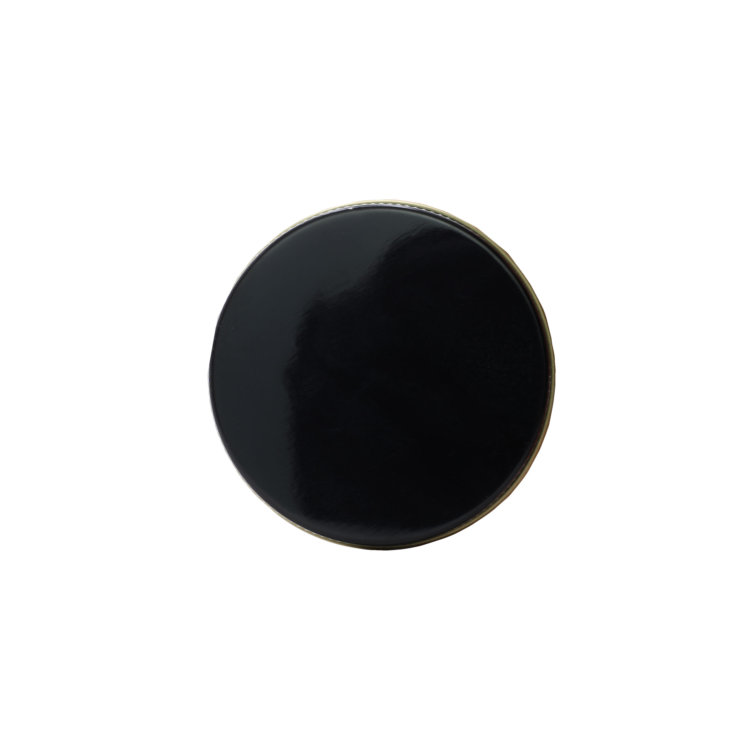 58-400 Glossy Black and Gold Metal Cap with Plastisol Liner - top view