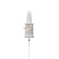 18-410 White Ribbed Skirt Nasal Sprayer with 65mm Dip Tube