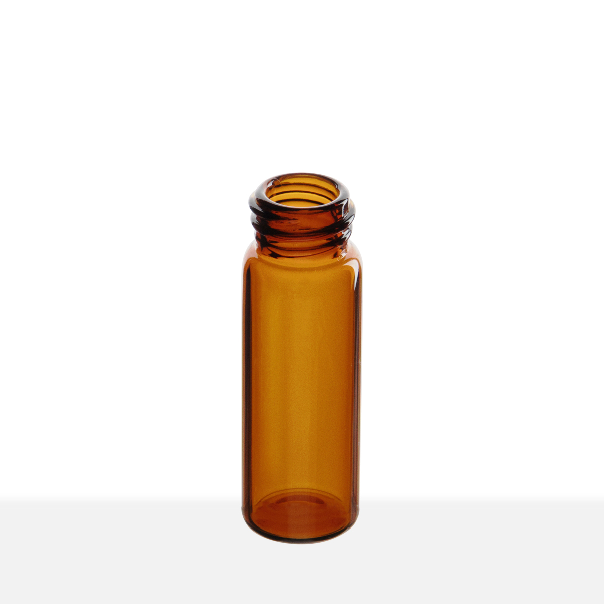 13-425 Neck Finish 1 Dram Amber Borosilicate Glass Vial tilted view
