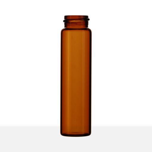 22-400 Neck Finish 8 Dram Amber Borosilicate Glass Vial side view