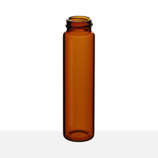 22-400 Neck Finish 8 Dram Amber Borosilicate Glass Vial tilt