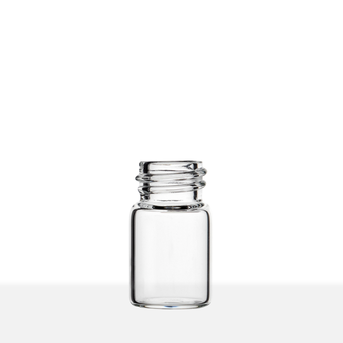 VC131526G_2d 13-425 Neck Finish 5/8 Dram Clear Borosilicate Glass Vial side view
