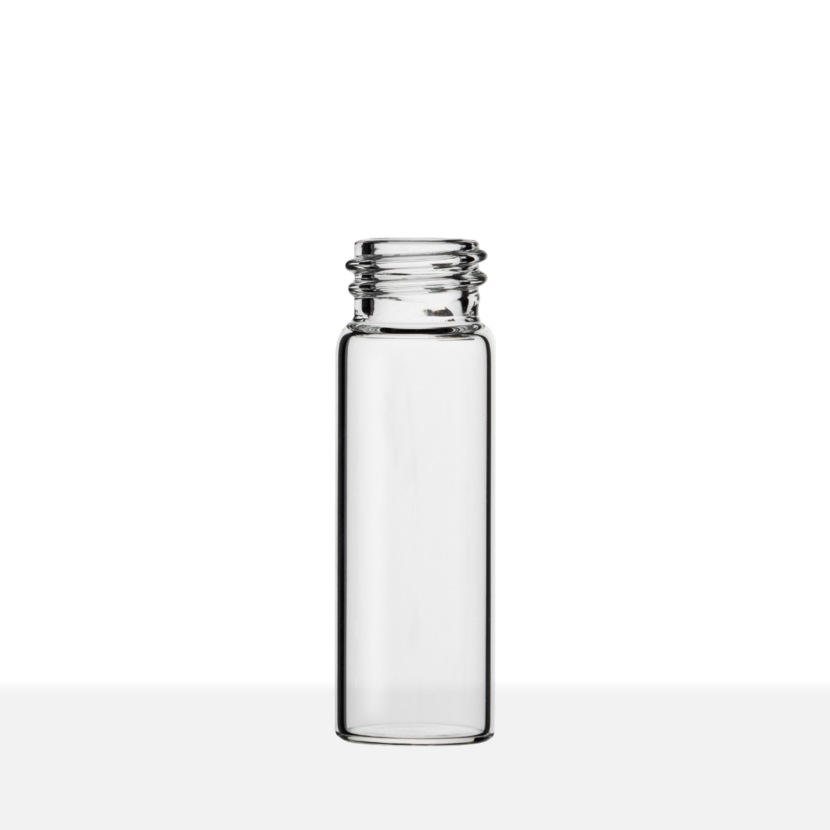 VC131545G_2d 13-425 Neck Finish 1 Dram Clear Borosilicate Glass Vial side view