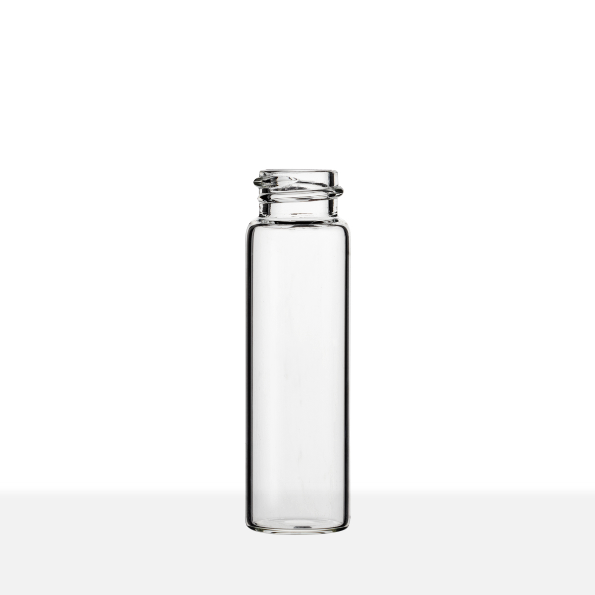VC182170_2d 18-400 Neck Finish 4 Dram Clear Borosilicate Glass Vial side view