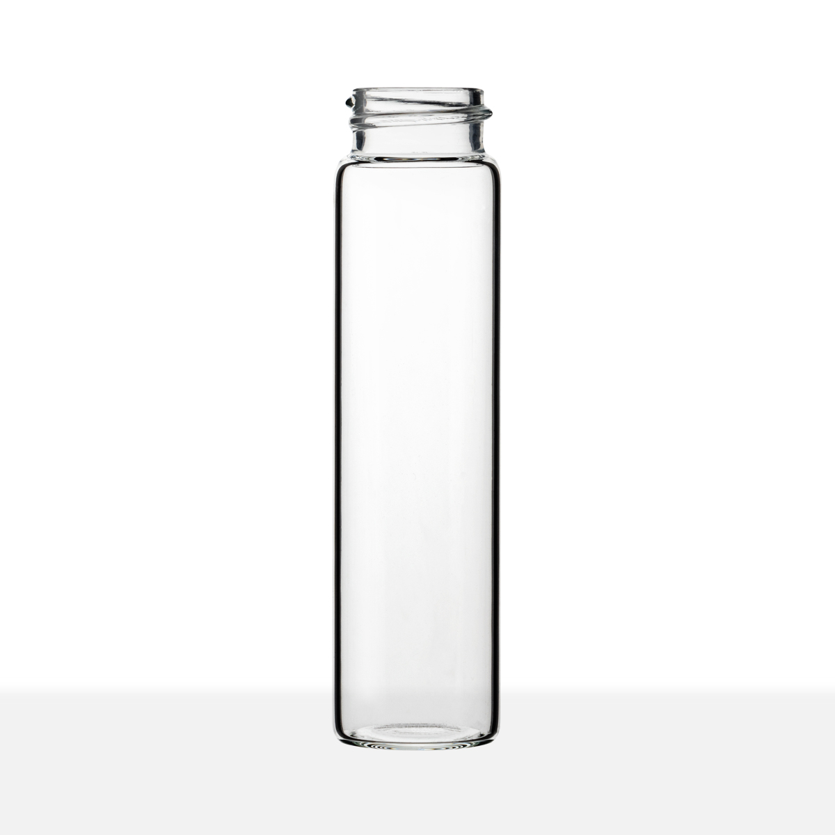 VC222595_2d 22-400 Neck Finish 8 Dram Clear Borosilicate Glass Vial side view