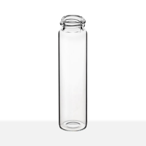 22-400 Neck Finish 8 Dram Clear Borosilicate Glass Vial tilt view