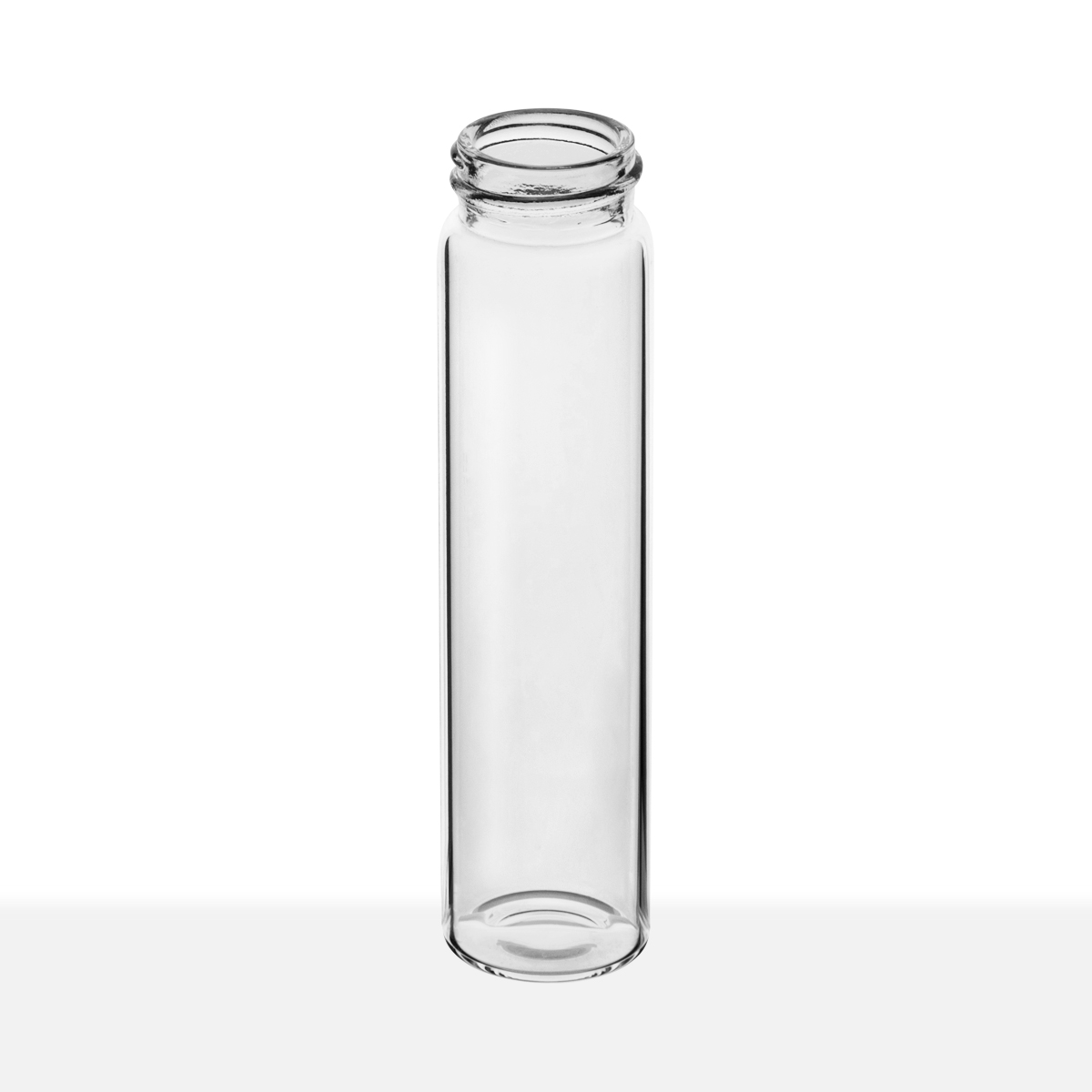 24-400 Neck Finish 10 Dram Clear Borosilicate Glass Capsule Vial tilt view