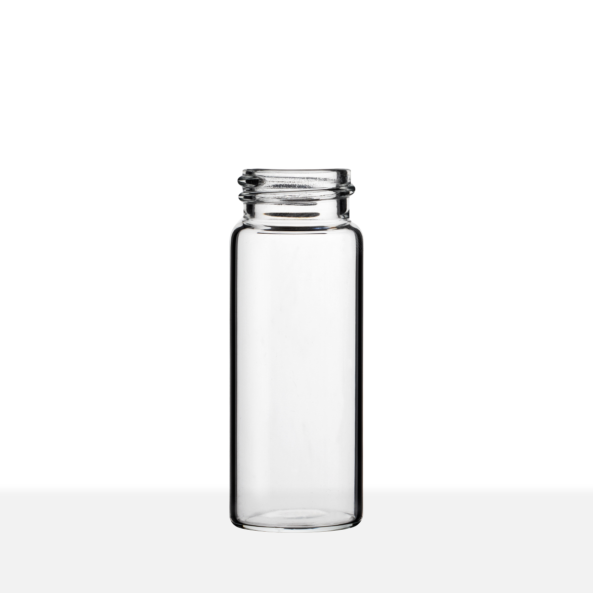24-400 Neck Finish 6 Dram Clear Borosilicate Glass Capsule Vial side view