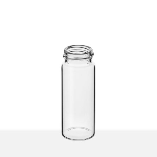 24-400 Neck Finish 6 Dram Clear Borosilicate Glass Capsule Vial tilt view