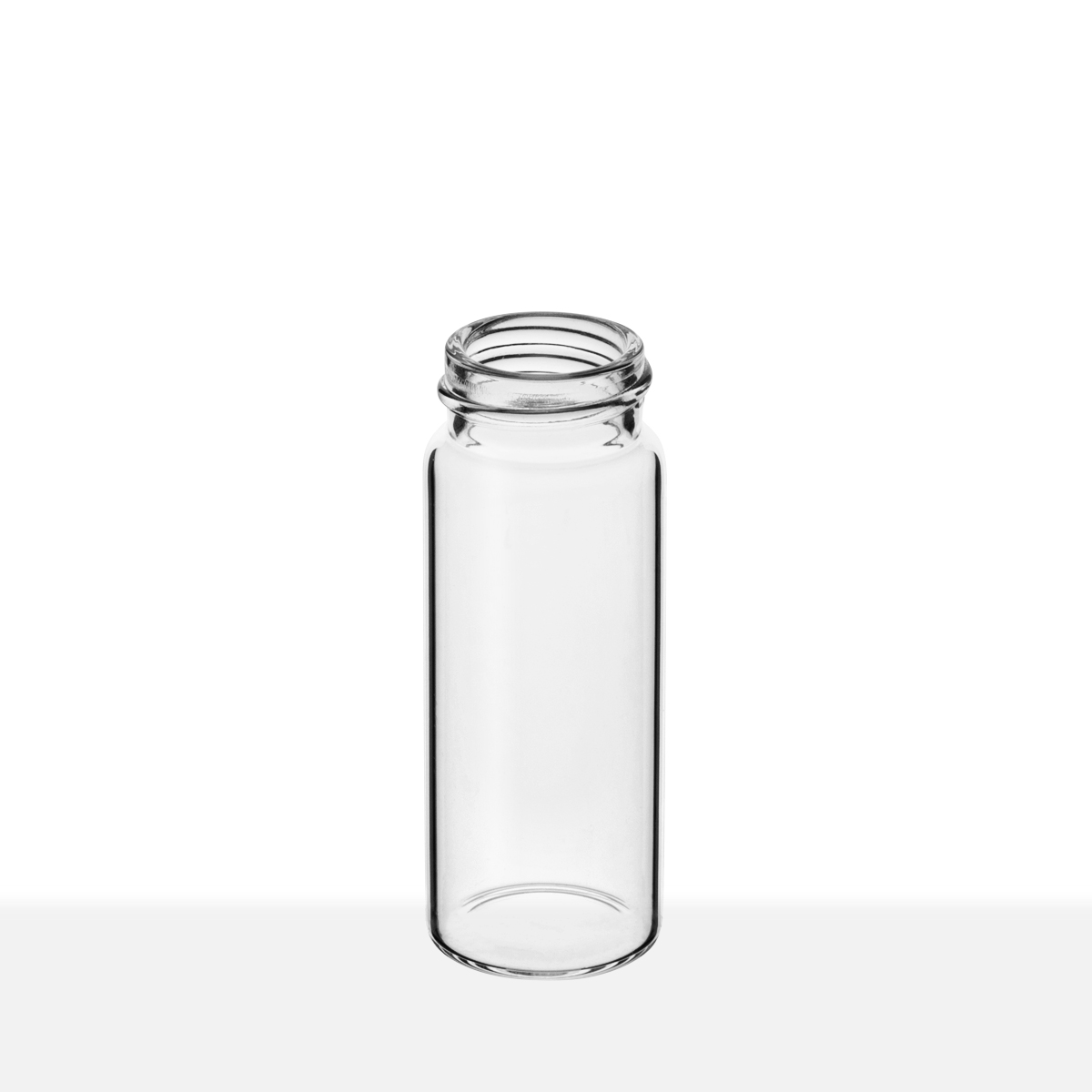 24-400 Neck Finish 6 Dram Clear Borosilicate Glass Capsule Vial tilt view