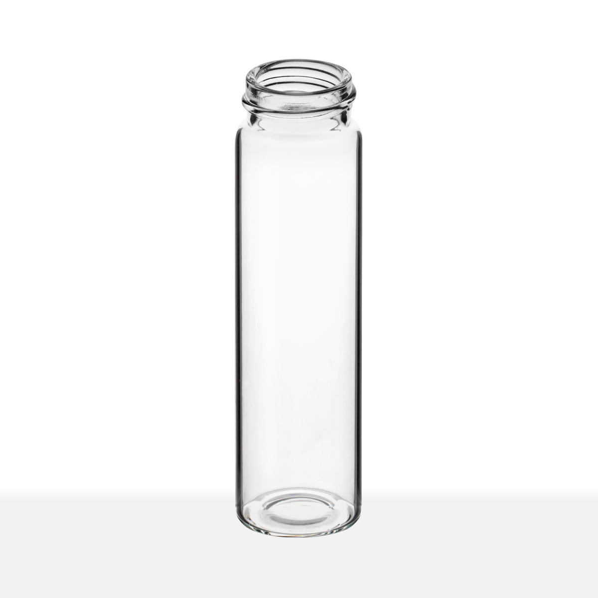 24-400 Neck Finish 9 Dram Clear Borosilicate Glass Capsule Vial tilt view