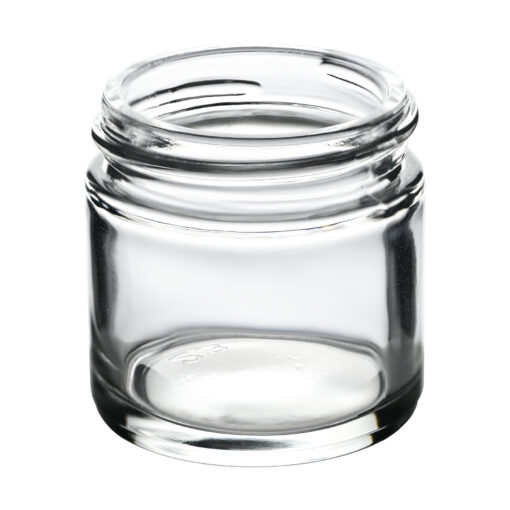 30g Straight Sided Glass Jar with 43-400 Neck Finish tilted view