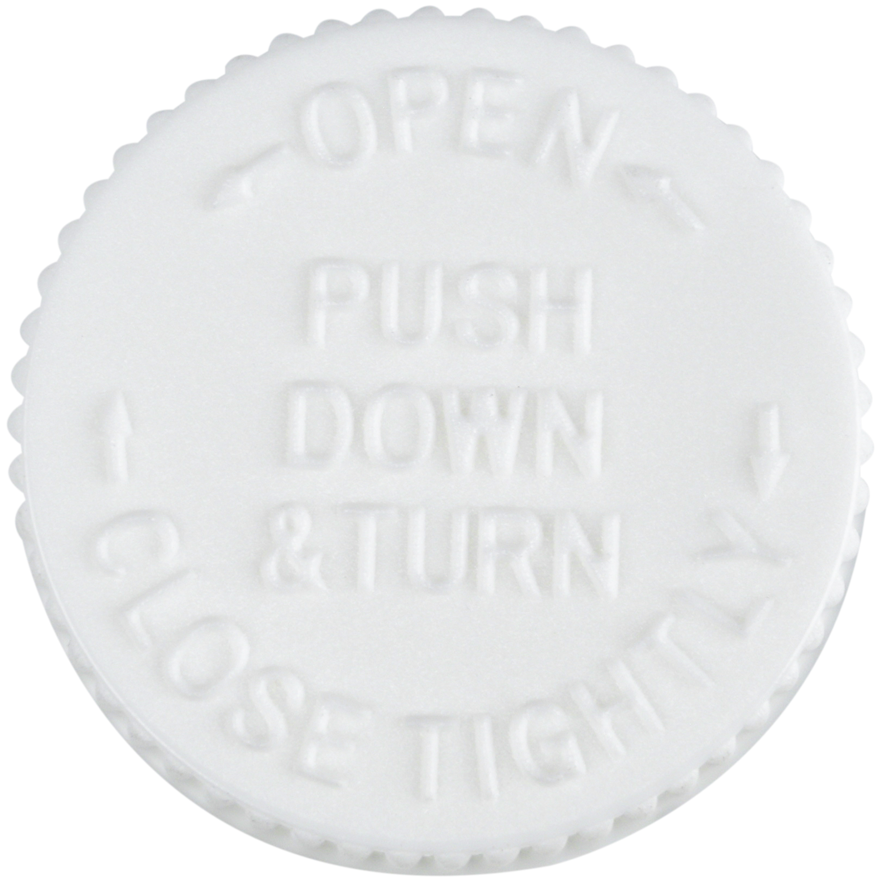 GB2820602PE_2 20-400 White Ribbed Skirt CRC PDT Open/Close Cap top view