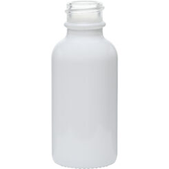 1 oz (30 ml) Glossy White Glass Boston Round Bottles 20-400 Neck Finish body