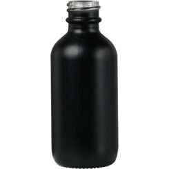 2 oz (60 ml) Matte Black Glass Boston Round Bottles 20-400 Neck Finish body