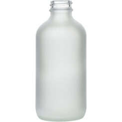 8 oz (240 ml) Clear Frosted Boston Round Glass Bottle with 24-400 Neck Finish body