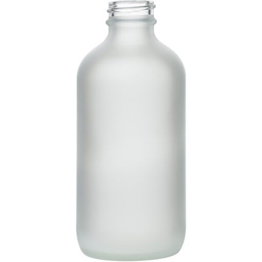 8 oz (240 ml) Clear Frosted Boston Round Glass Bottle with 24-400 Neck Finish body