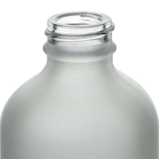 8 oz (240 ml) Clear Frosted Boston Round Glass Bottle with 24-400 Neck Finish neck thread
