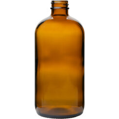 16 oz (480 ml) Amber Glass Boston Round Bottles 28-400 Neck Finish body