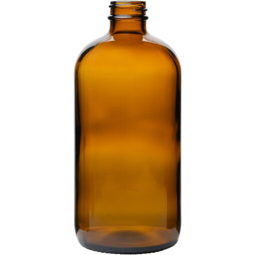 16 oz (480 ml) Amber Glass Boston Round Bottles 28-400 Neck Finish body