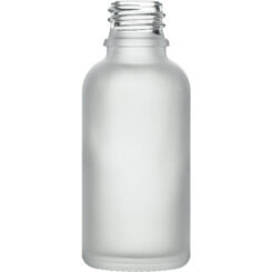 1 oz (30 ml) Clear Frosted Glass Euro Round Bottles 18 mm Neck Finish body