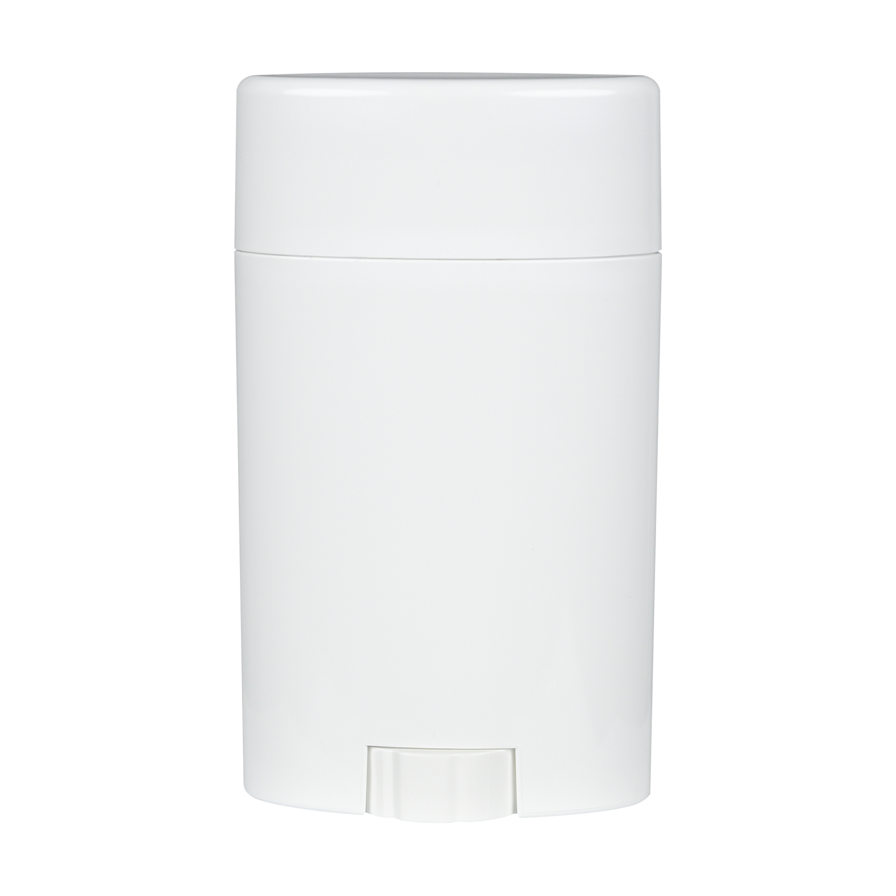 FC087502-210 75g Oval White PP Plastic Deodorant Stick with White Flat Top Cap, cap on