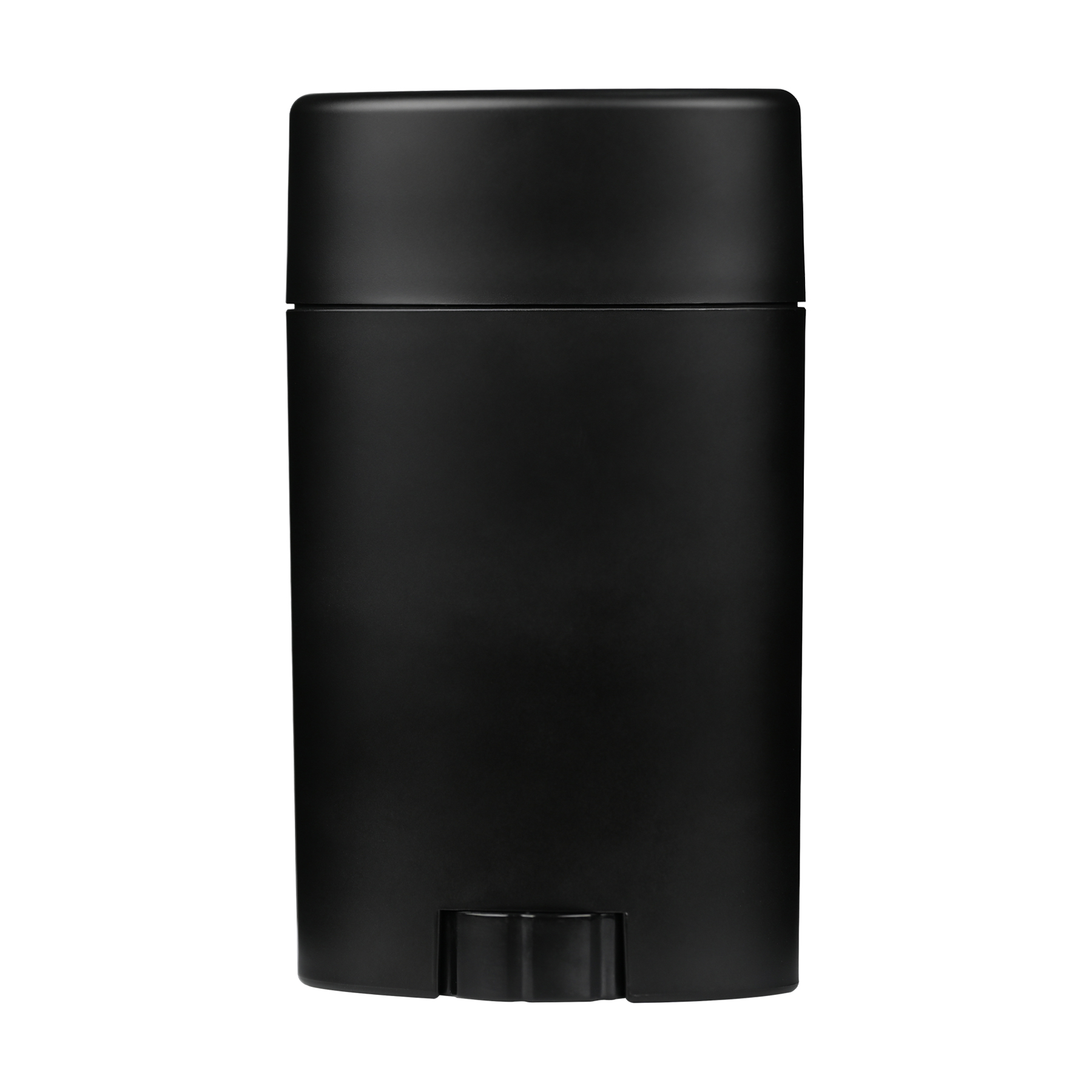 FC087513 75g Oval Matte Black PP Plastic Deodorant Stick with Matte Black Flat Top Cap on bottle