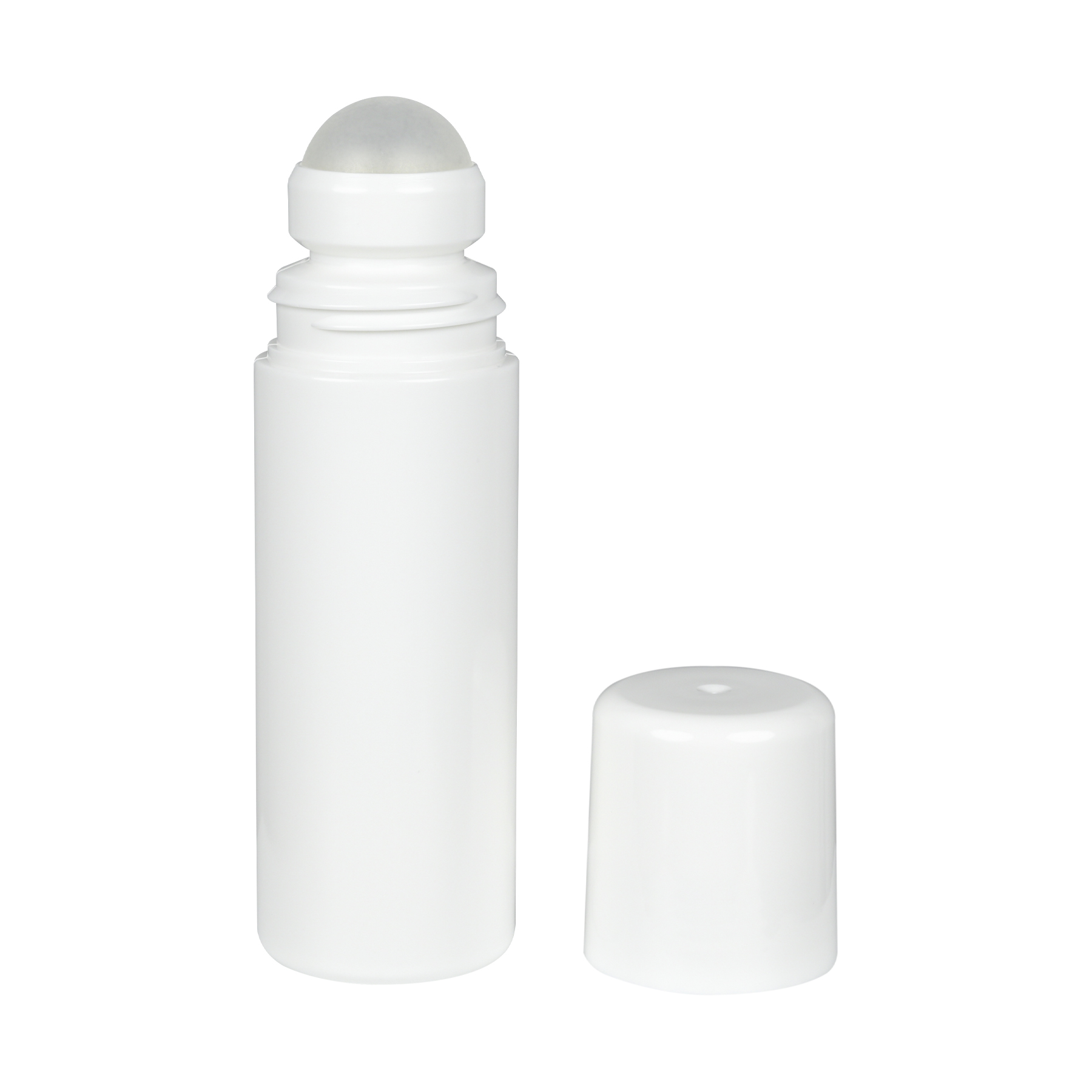 FC1039302-set(1) 3oz White HDPE Roll-on Bottle w/ removed PP Plastic Cap and PP Plastic Roller Ball
