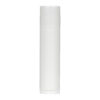 0.15 oz White PP Plastic Round Lip Balm tube with White Flat Press On Cap on bottle, side view