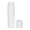 0.15 oz White PP Plastic Round Lip Balm tube with removed White Flat Press On Cap