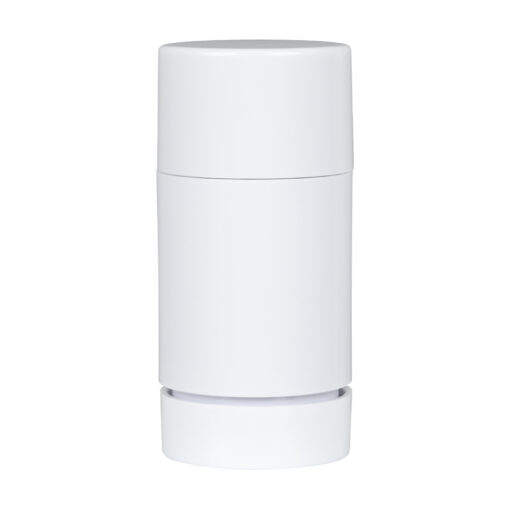 30g White Plastic Twist Up Solid Stick with White Screw Cap & Disc, cap on