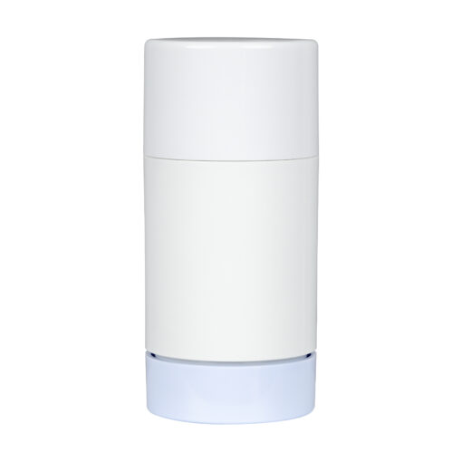 50g White Plastic Twist Up Solid Stick with White Screw Cap & Disc, cap on