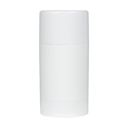 75g White Plastic Twist Up Solid Stick with White Screw Cap & Disc, cap on