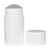 75g White Plastic Twist Up Solid Stick with White Screw Cap & Disc, cap removed
