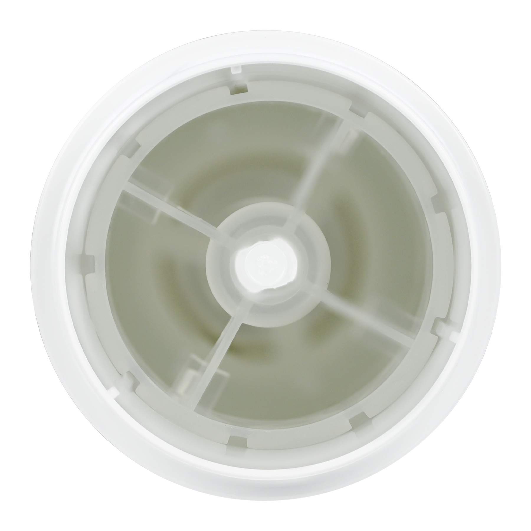 75g White Plastic Twist Up Solid Stick with White Screw Cap & Disc, inside view