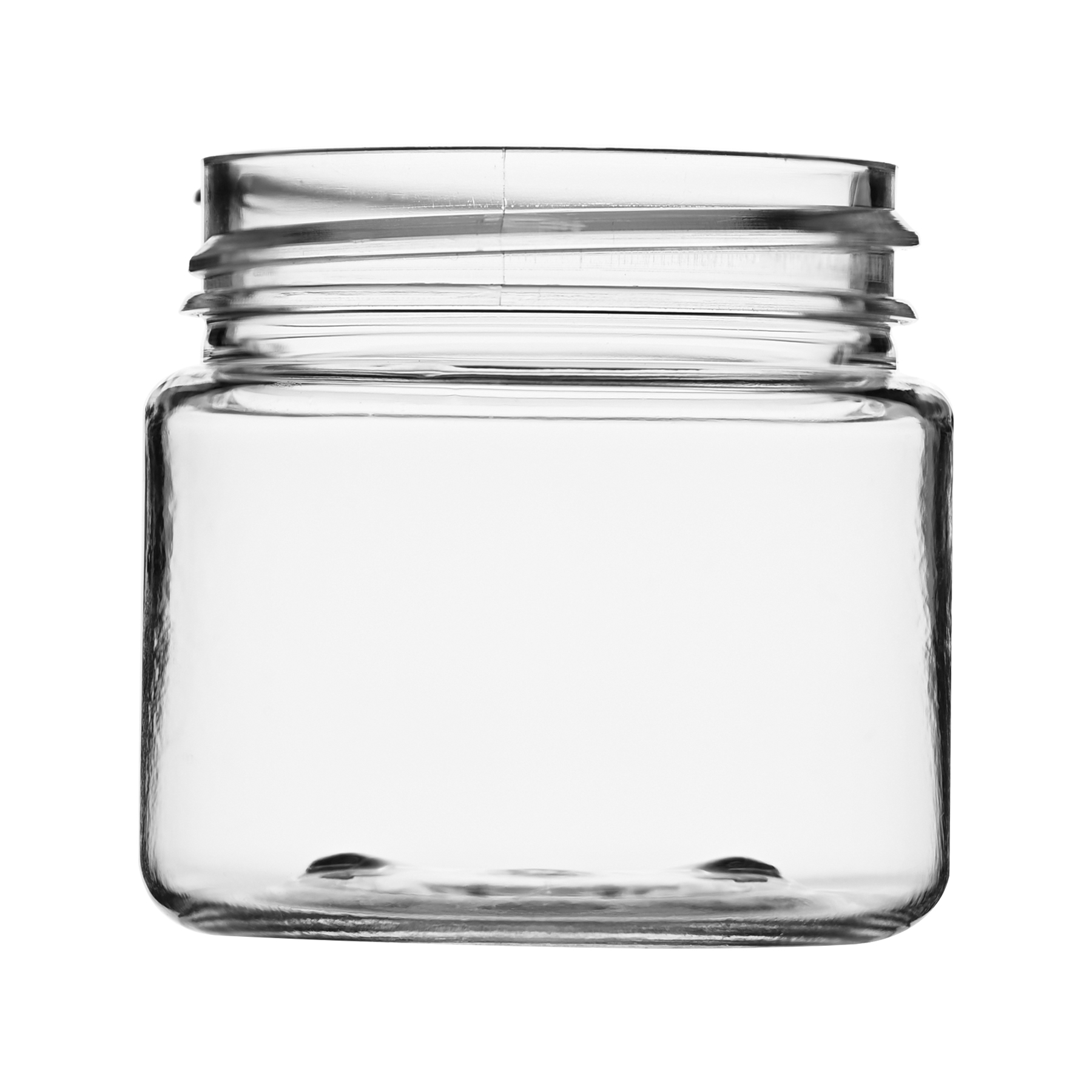 FH0138101 1 oz Clear PET Straight Sided Jars 38-400 Neck Finish side view