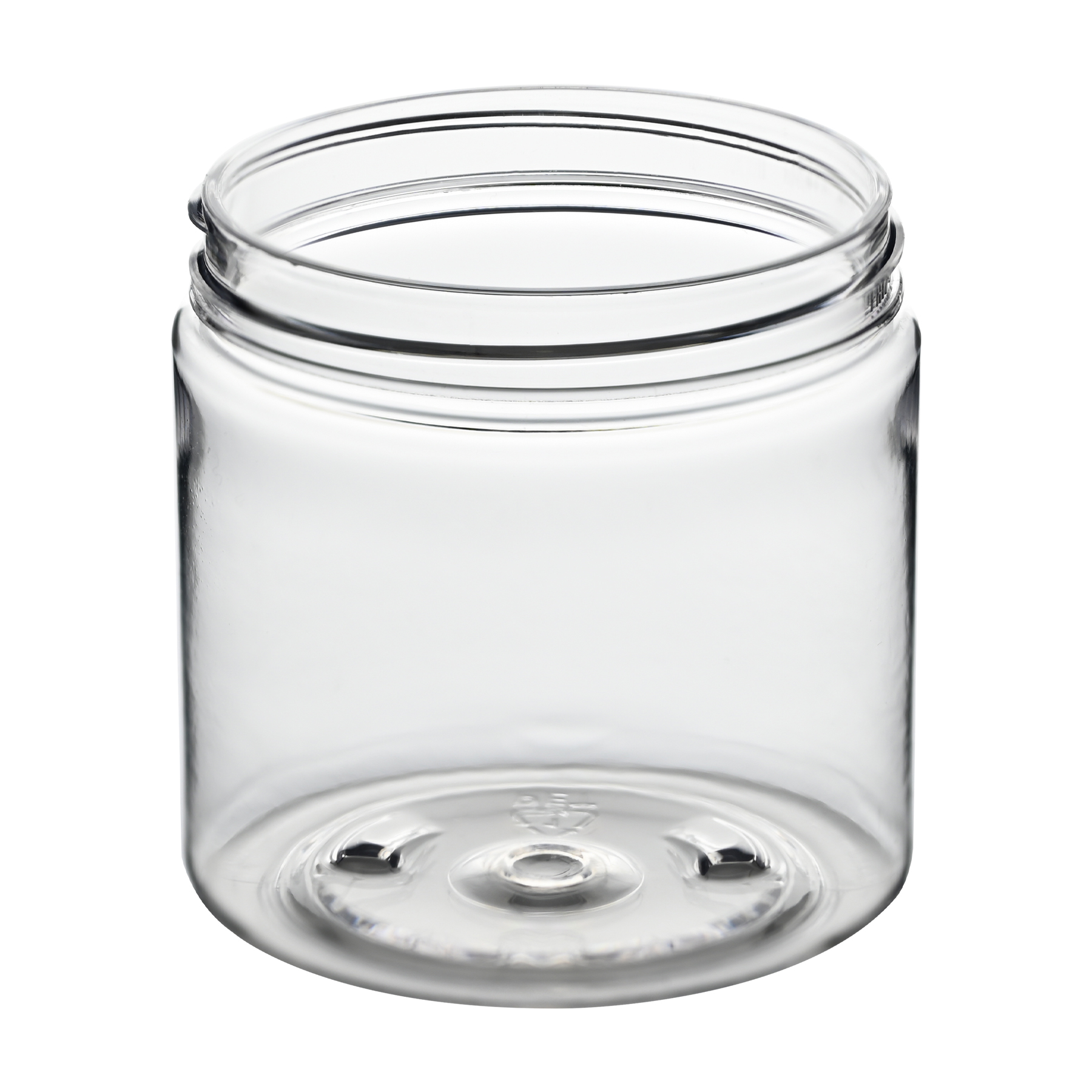 FH0158401(1) 4 oz Clear PET Straight Sided Jars 58-400 Neck Finish tilted view