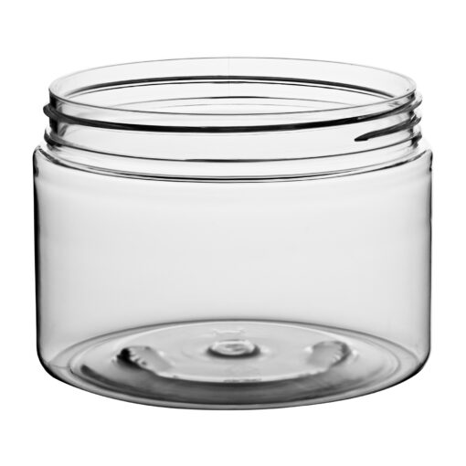 12 oz Clear PET Straight Sided Jars 89-400 Neck Finish tilted view