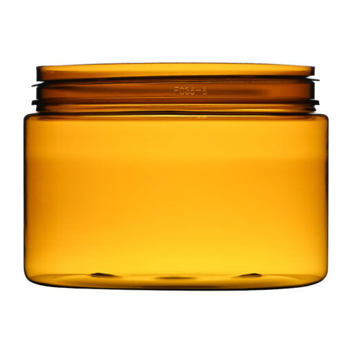 12 oz Amber PET Straight Sided Jars 89-400 Neck Finish side view