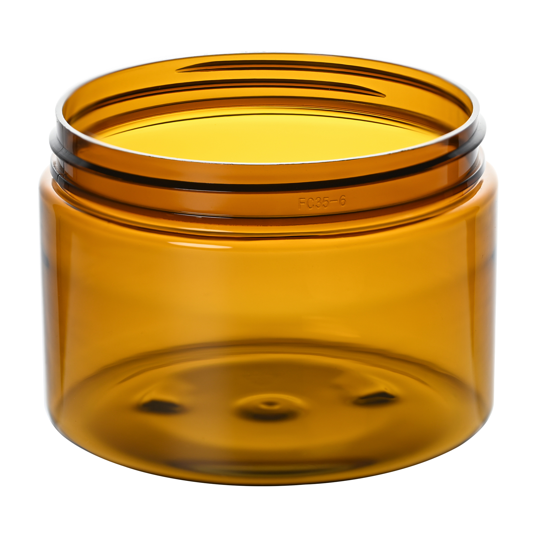 12 oz Amber PET Straight Sided Jars 89-400 Neck Finish tilted view