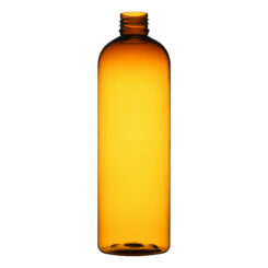 12 oz Amber PET Bullet Round Bottle 24-410 Neck Finish side view