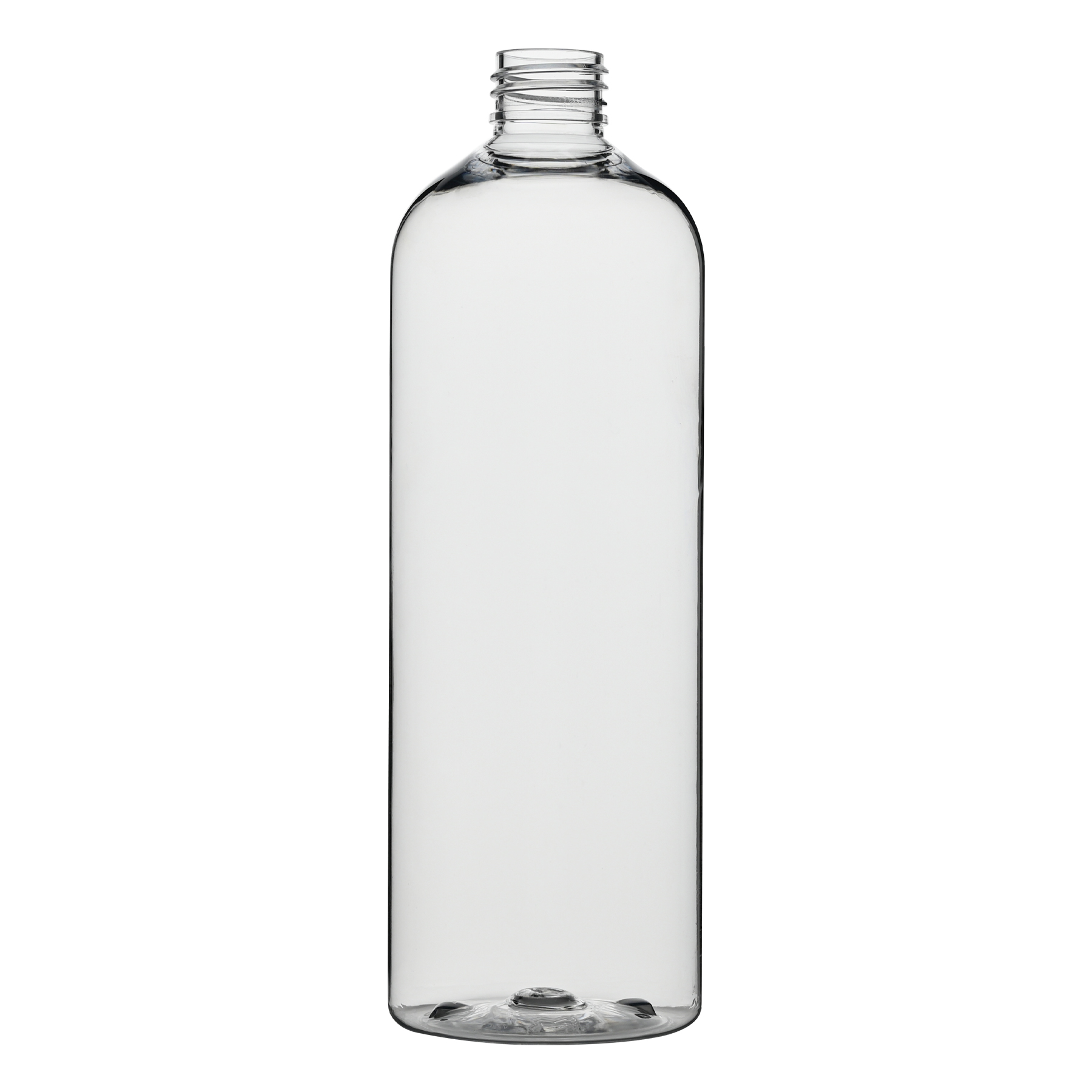 16 oz Clear PET Bullet Round Bottle 24-410 Neck Finish side view