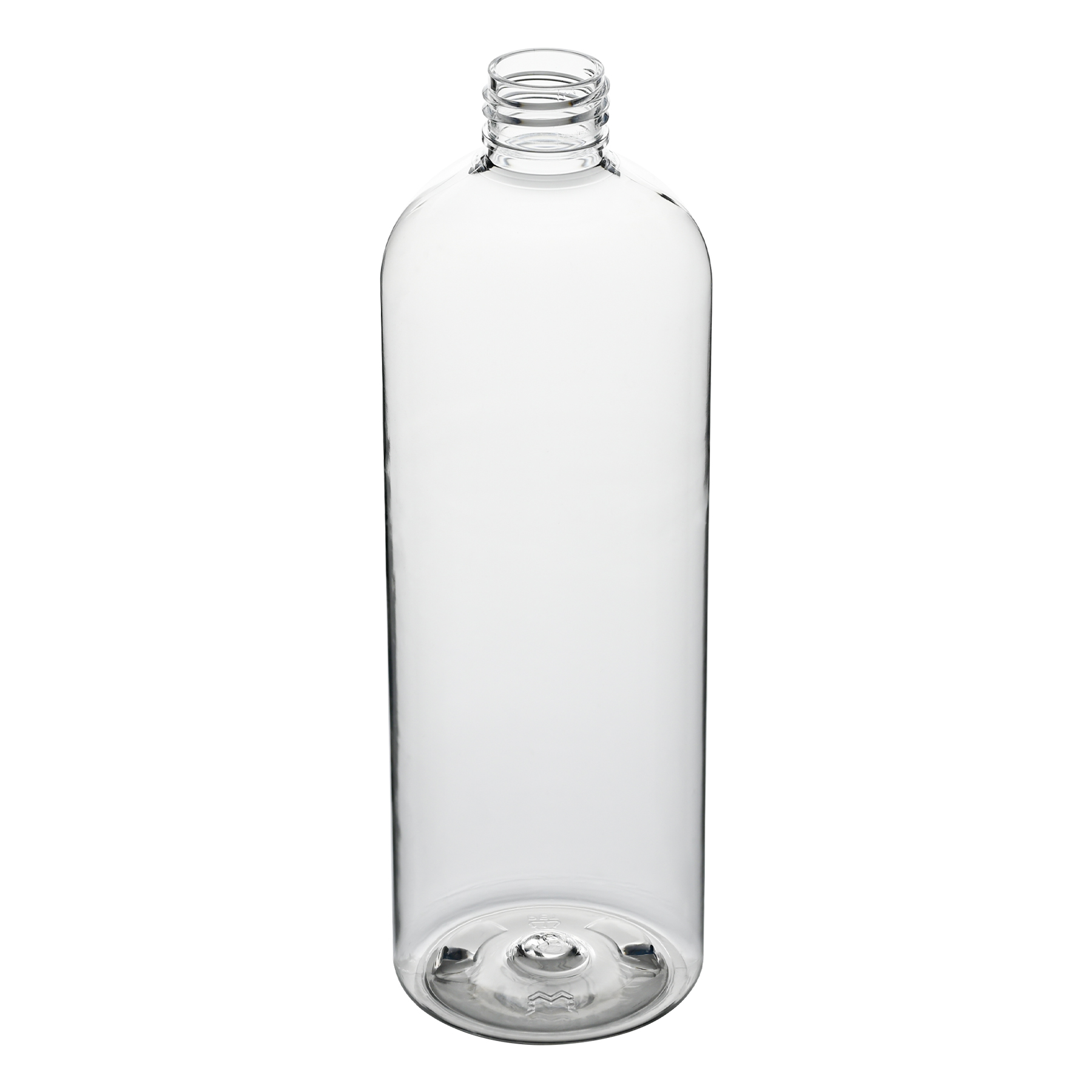 16 oz Clear PET Bullet Round Bottle 24-410 Neck Finish tilted view
