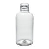 2 oz Clear PET Plastic Boston Round Bottle 20-410 Neck Finish tilted view