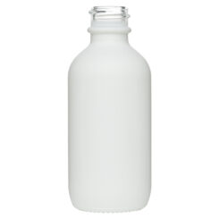 2 oz (60 ml) Matte White Glass Boston Round Bottles 20-400 Neck Finish
